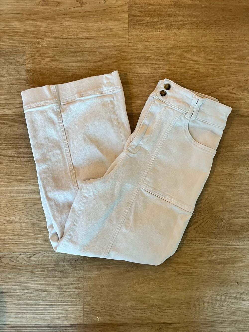 Pilcro, Anthropology White Wide Leg Pants, Stretchy, Utility High, 30